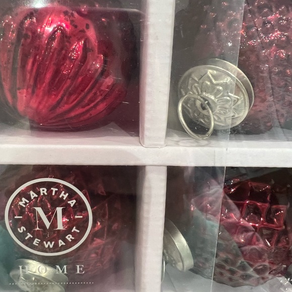 Martha Stewart Red Mercury Glass Kugel Style Christmas Ornaments Set Of 9 New - Picture 4 of 4